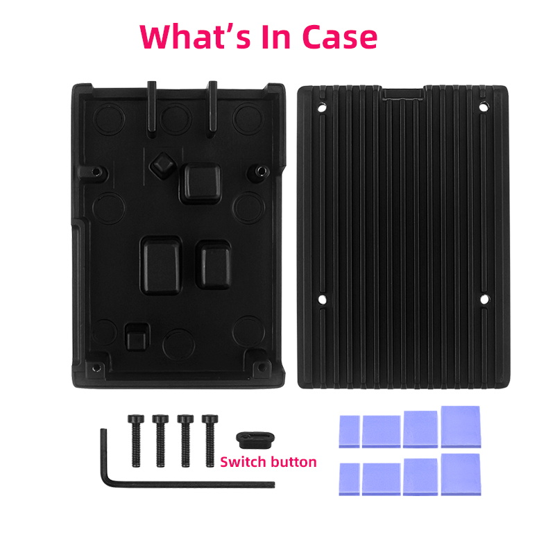 Raspberry Pi 5 aluminium behuizing Passieve koeling met siliconen koellichamen Schakelaarknop Stille warmteafvoer voor RPI 5 Pi5: Default Title