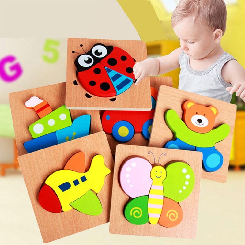 Montessori Baby Toy Card Puzzles Early Learning Educational Toy Cartoon Traffic Animal Fruit With Iron Box Kids Cognitive Puzzle