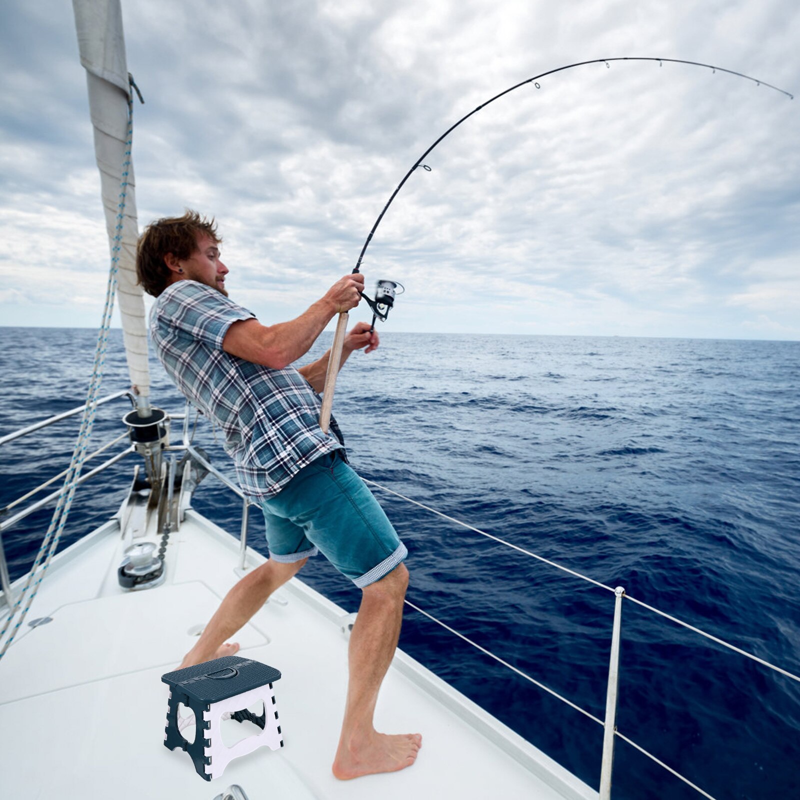 Folding Step Stool Plastic Foldable Stool Outdoor Portable Fishing Stool