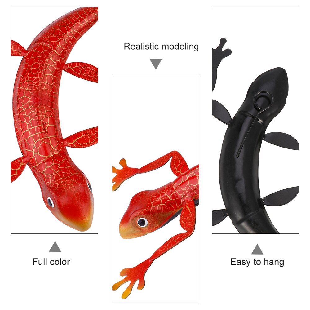 1pc metal gekko 3d væg kunst skulptur indretning indendørs udendørs hængende ornament