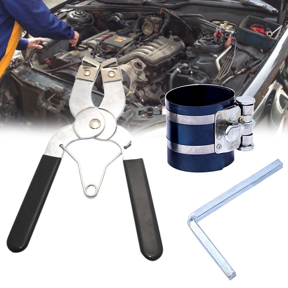 Engine Tool Wrench Practical Expand Piston Ring Compressor Durable Adjustable Car Installer With Pliers Auto Steel Ratchet