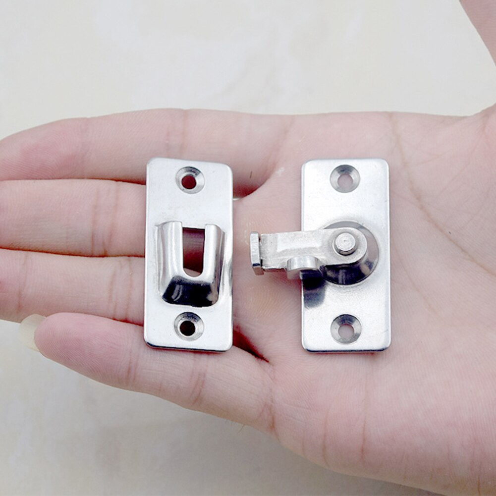 Home Button Door Lock Clasp Cabinet Push Pull Security Tools Stainless Steel 90 Degree Shift Hotel Latch Chain Sliding