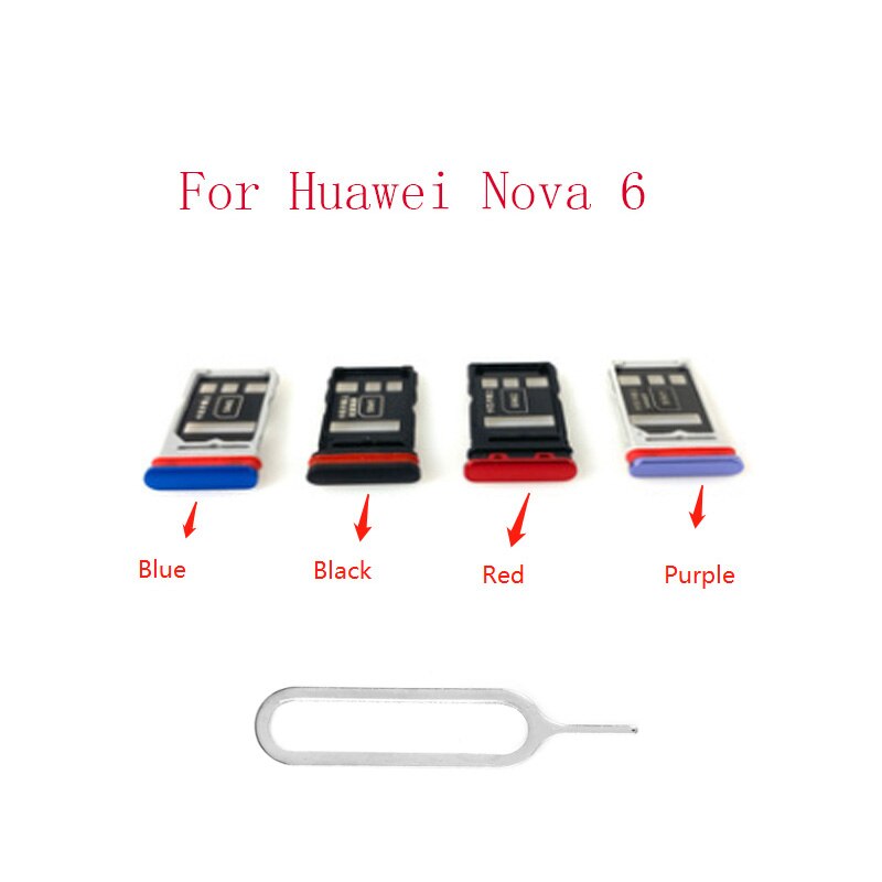 2/Pcs Sim Card Tray Holder For Huawei Nova 6 Sim Card Holder Slot Adapter With Card Pin Replacement