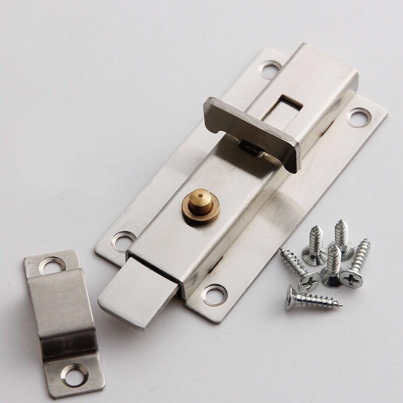，Stainless steel bolt lock spring anti-theft door accessories wood metal sliding door plug door buckle door bolt