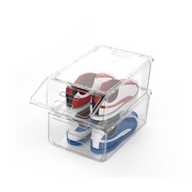 1 / 2/ 4 Packs Zapatero De Plástico Transparente Y Blanco Estante Para Zapatos A Prueba De Polvo Escaparate Moderno Simple Seguro Y Conveniente Claro Y Apilable Para Ayudar A Maximizar Su Espacio
