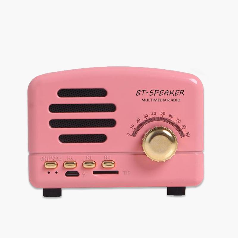 retro Tragbare Bluetooth Lautsprecher Klassische Musik Spieler Mini Drahtlose Bluetooth Lautsprecher Radio USB/TF Karte soundbox Musik Kasten: Rosa