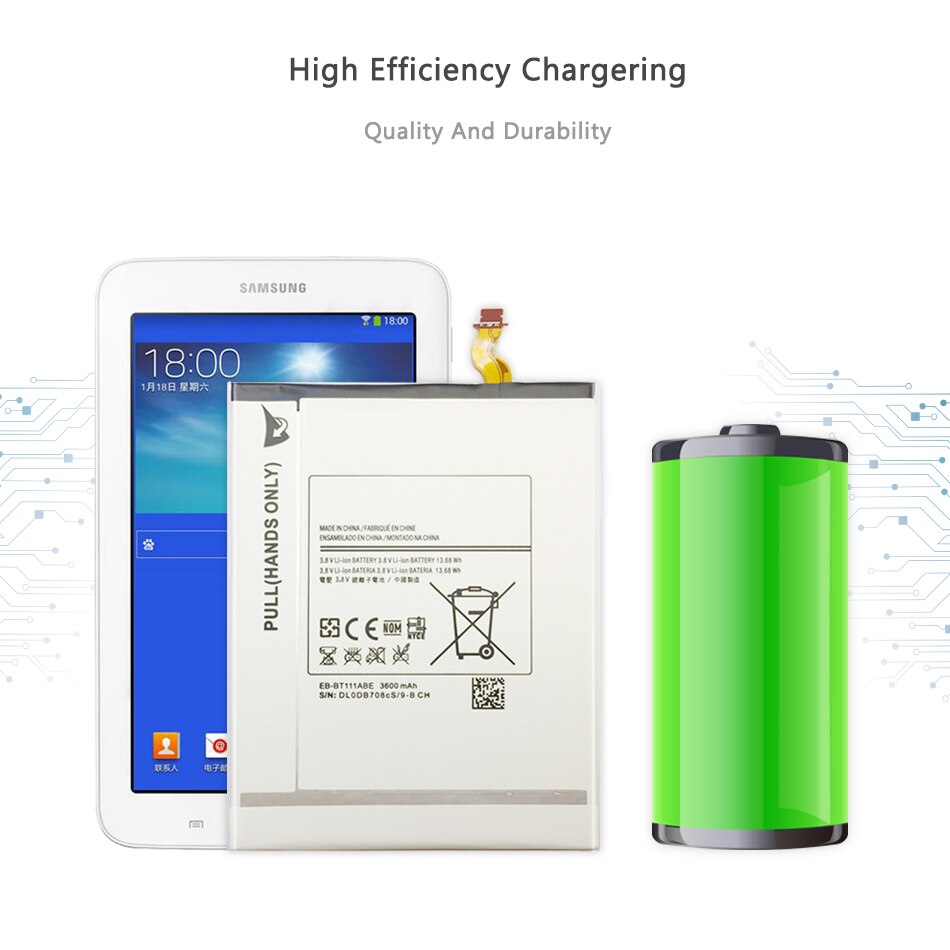 Tablet Li-Polymer Battery For Samsung Galaxy Tab 3 Lite 7.0 3G SM-T111 T110 T115 Replacement Battery EB-BT111ABE 3600mAh