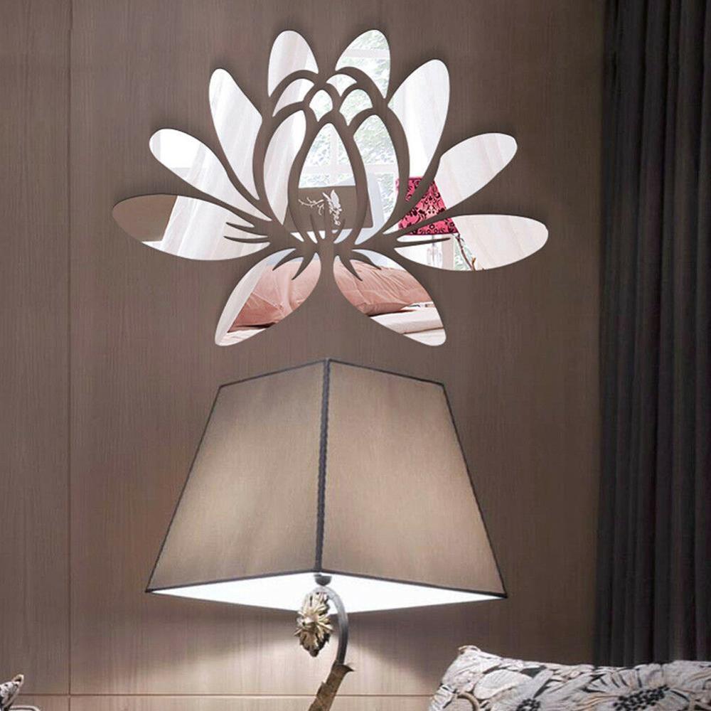 3d lotus vägg klistermärke delikat spegel klistermärke avtagbara väggdekaler för hem sovrum vardagsrum dekoration vattentät