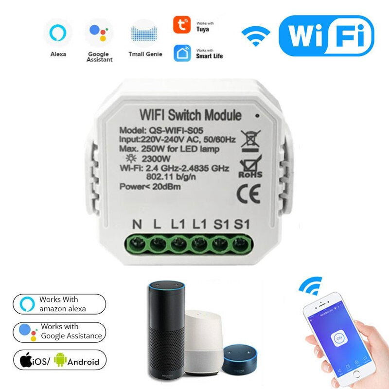 Mini Smart Wifi DIY Switch Control Smart Home Automation Module Works With Alexa Google Home Smart Life Tuya App Inteligente