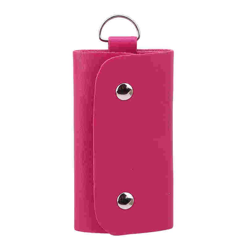 Pu Leer Vrouwen Mannen Key Houders Keys Organizer Solid Key Portemonnees Key Pouch Auto Sleutelhanger Huishoudster Sleutelhanger Portemonnee: Rose red