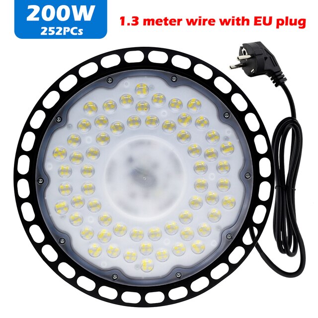 Lampe LED étanche pour grande hauteur 100/200W, éclairage très lumineux avec prise, idéal pour un Garage, une salle de sport, un atelier ou un entrepôt Commercial