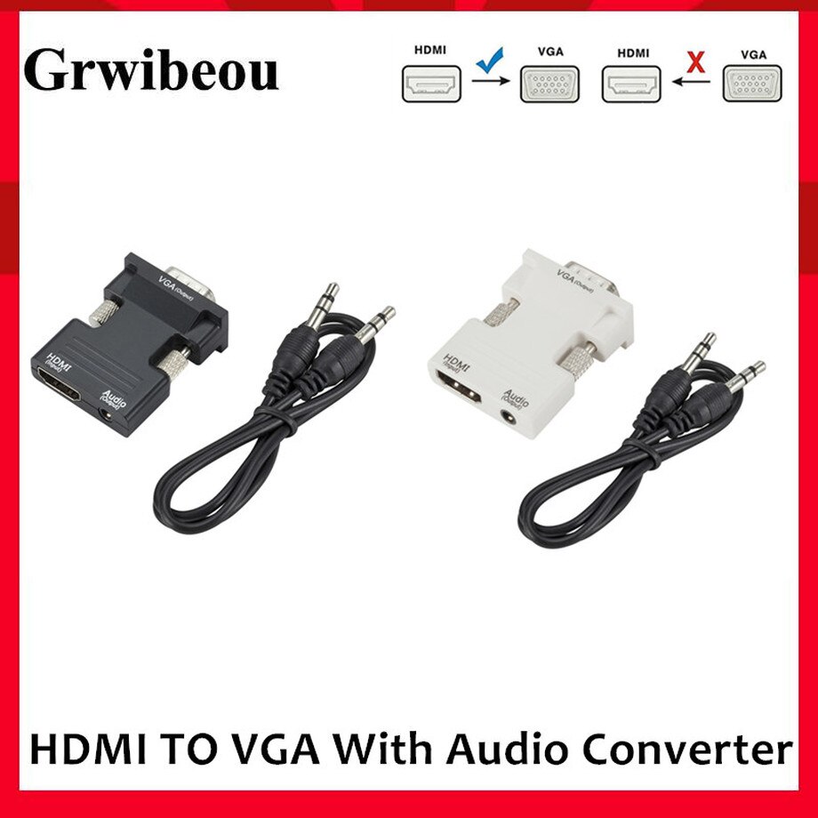 Convertitore da HDMI a VGA HDMI femmina a VGA maschio con adattatore di uscita Audio 3.5 da digitale a analogico HD 1080P per Tablet PC portatile