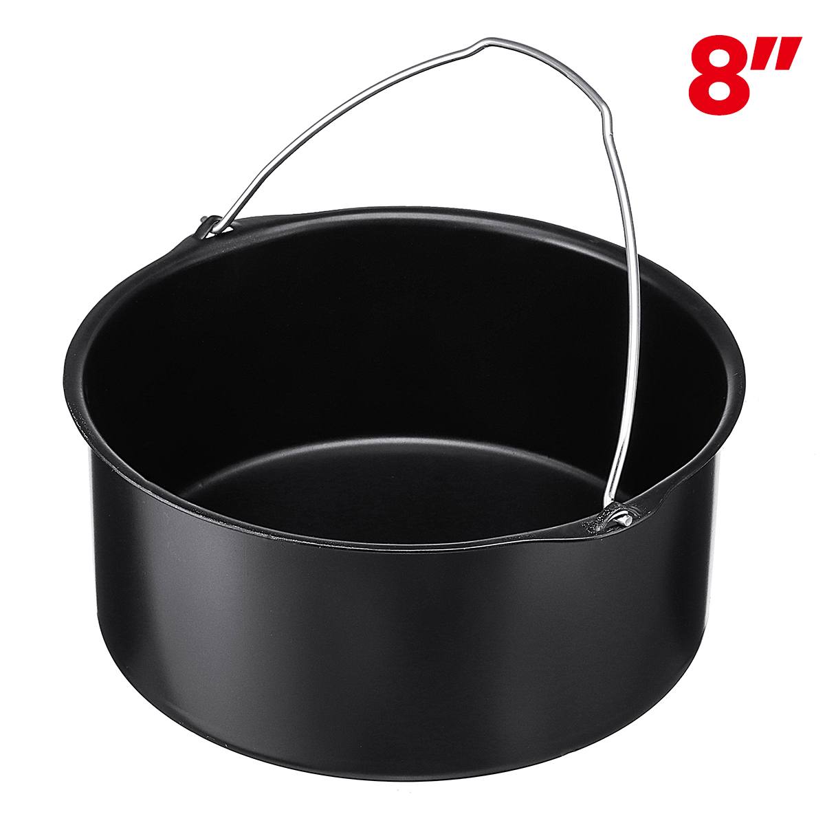 Air Fryer Accessories Set Baking Basket Pizza Plate Grill Pot Kitchen Cooking Tool 8Inch 5.3-5.8QT Deep Fryer Parts: Baking basket