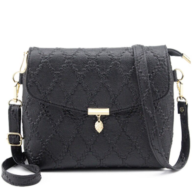 Japonés y coreano Simple damas de cuero de hombro Mini bolsa de mensajero bolso largo de las mujeres de embrague: Black