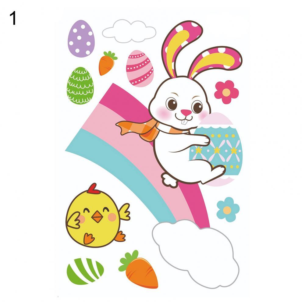 Happy Easter Window Stickers Bunny Easter Window Clings Decorations for Home Decals: 1