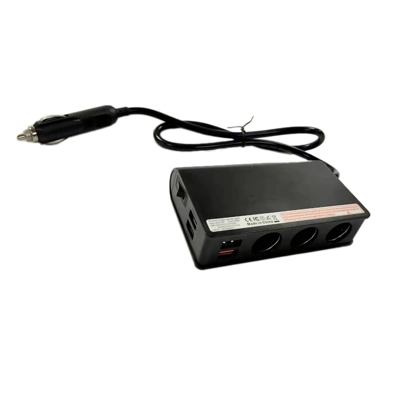 Snabbladdning 3.0 cigarettändare splitter , 12v/24v 3- uttag elbil splitter med led voltmeter strömbrytare , 4 usb snabb ut