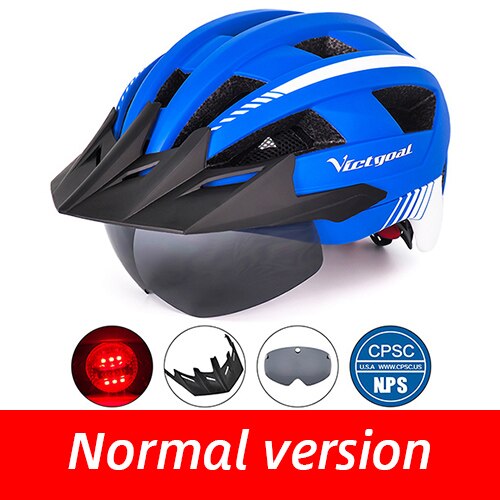 Victgoal Bicycle Helmet LED Moutain Road USB Rechargeable Light Cycling Helmet For Man Sun Visor Goggles Men MTB Bike Headgear
