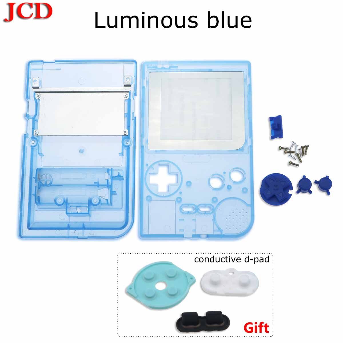 JCD Full Case Cover Housing Shell Replacement for Gameboy Pocket Game Console for GBP Case with Buttons conductive d-pad: No9 Luminous blue