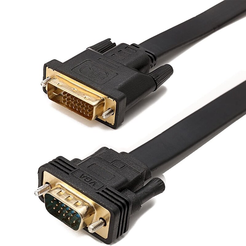 Active DVI-D Dual Link 24+1 Male to VGA Male Adapter with Flat Cable Adapter for Laptop,PC,Monitor or Projector 2M