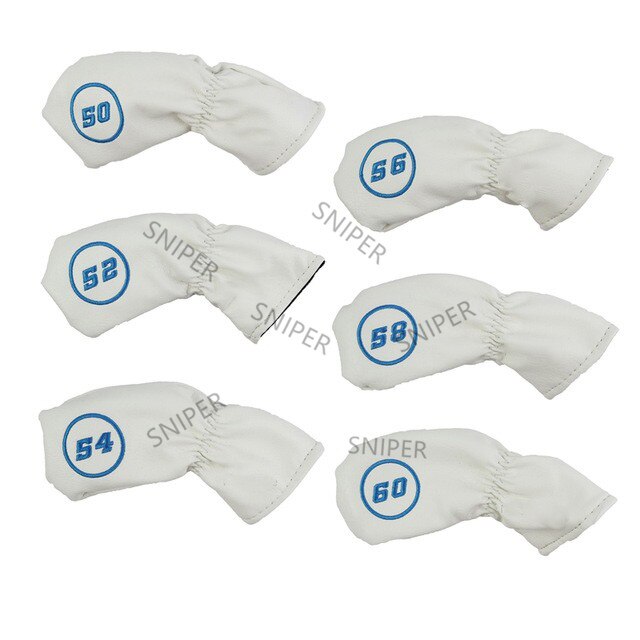 NRC Golf iron Headcovers Exquisite PU Thick PU Leather Golf Club Iron Head Covers Accessories: 6pcs white