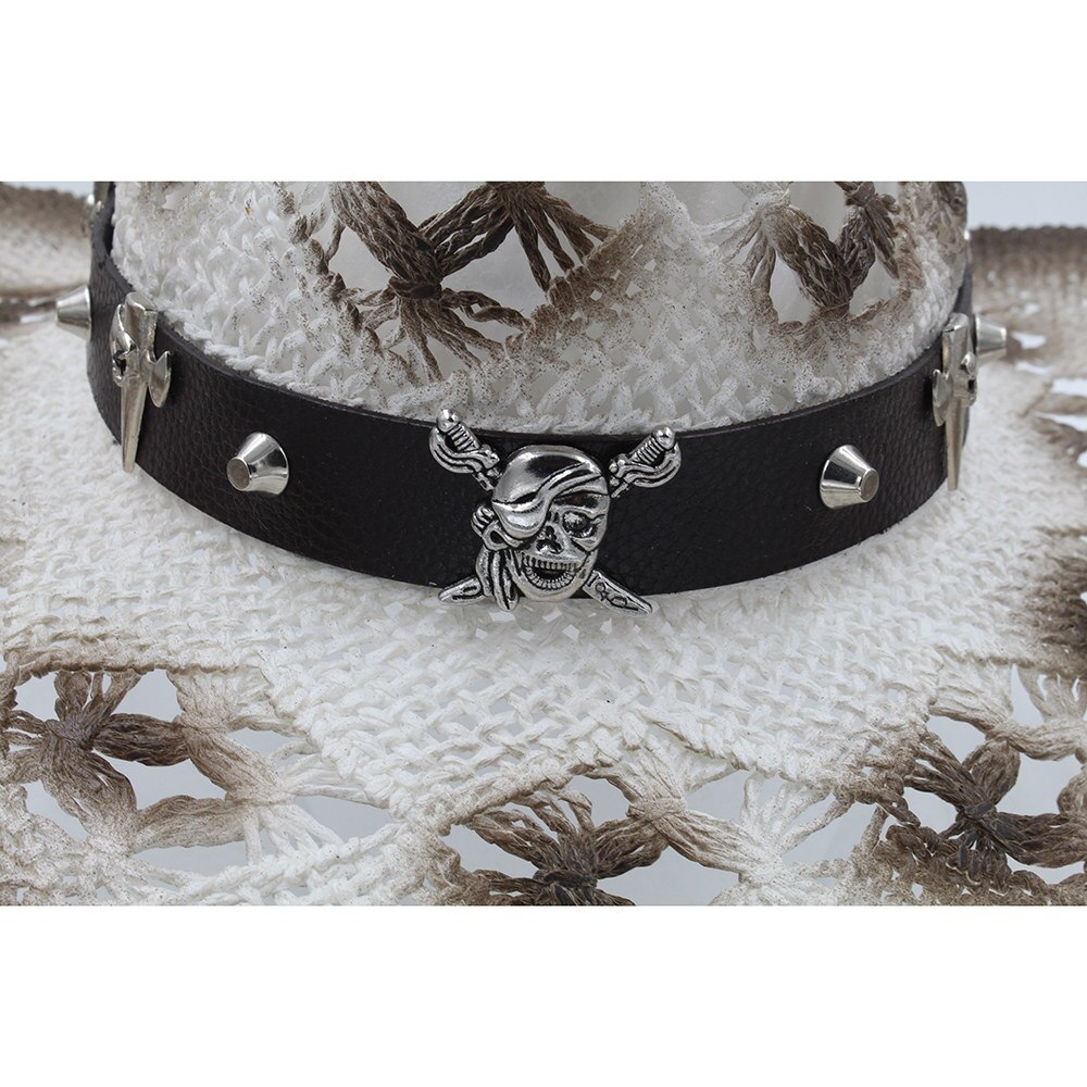 Sombrero de paja 100% para mujer y hombre, Sombrero de cowboy del oeste con banda a la , Sombrero tejido hecho a mano para señora, caballero, playa, sol, talla 58CM