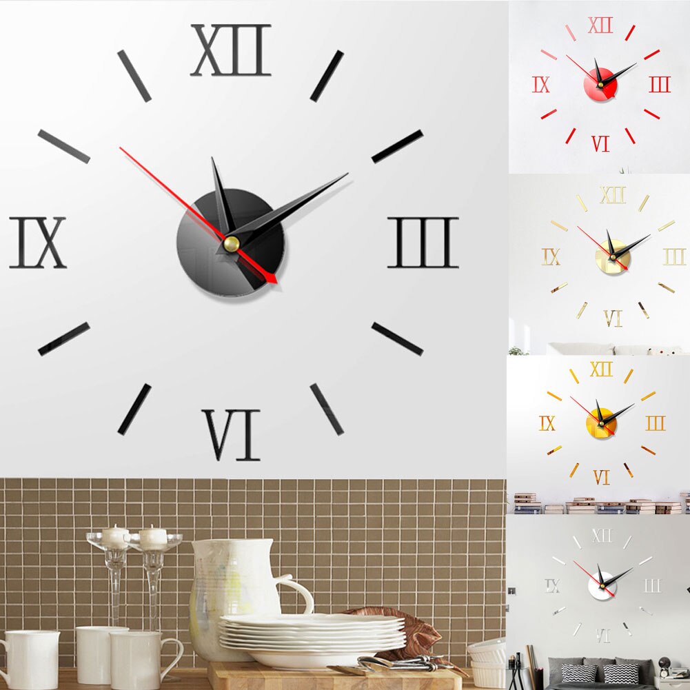 Relojes de pared 3D moderno DIY reloj Digital Adhesivo acrílico de pared decoración del hogar
