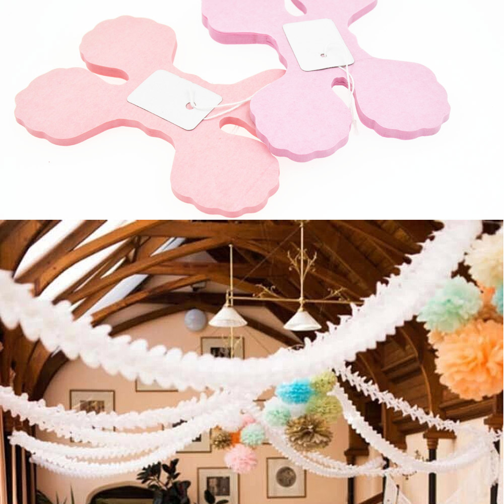 Wedding decoration Pink Princess Theme Paper Garland Puff Tissue Garden Birthday Party Suppliers Backdrop Hanging Decor