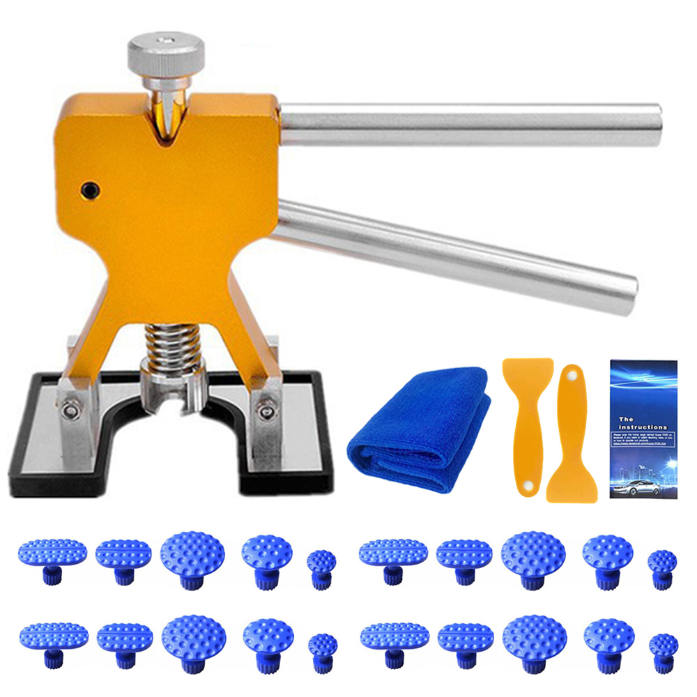 Kit de herramientas de reparación de abolladuras de coche, hoja de carrocería de coche, eliminación de golpes sin pintura, Kit de extractor de martillo inverso, herramientas manuales completas, piezas de automóvil: Blue