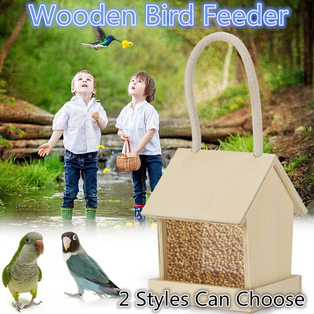 Wooden Wild Bird Feeder Outdoor Bird Feeders Food Container Hanging Gazebo Bird Feeder For Garden Decoration