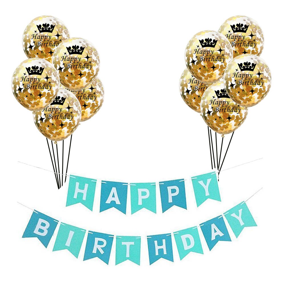 1set Adult Kids Happy Birthday Ballon Letter Banner Gold Confetti Helium Latex Ballon Party Decorations Air Balls Globos: as picture 8