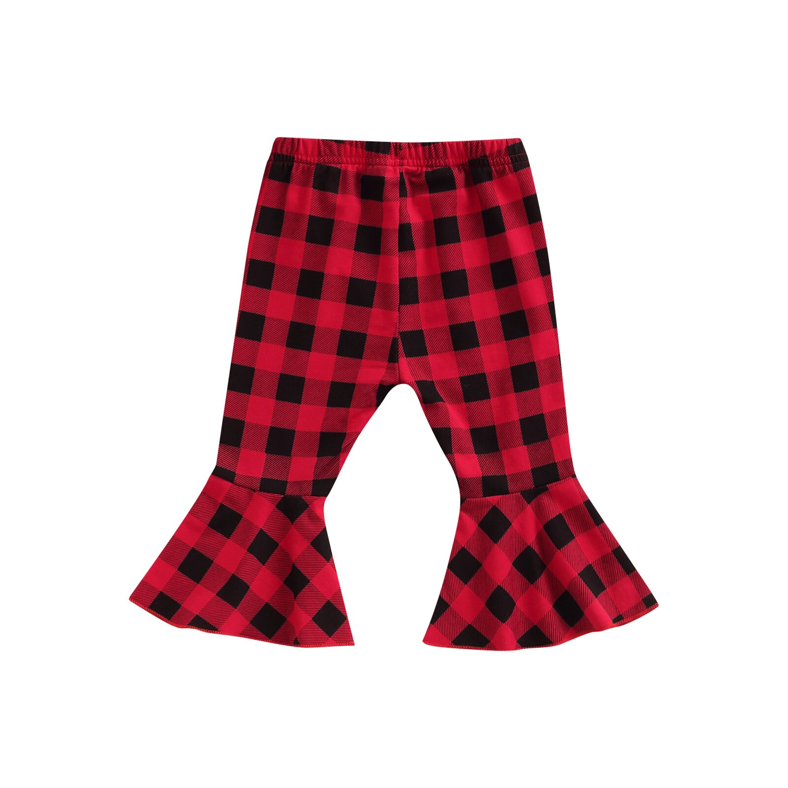 Pantaloni per bambini, stampa scozzese pantaloni dritti/larghi con volant allentati autunno inverno per bambine: B / 12m