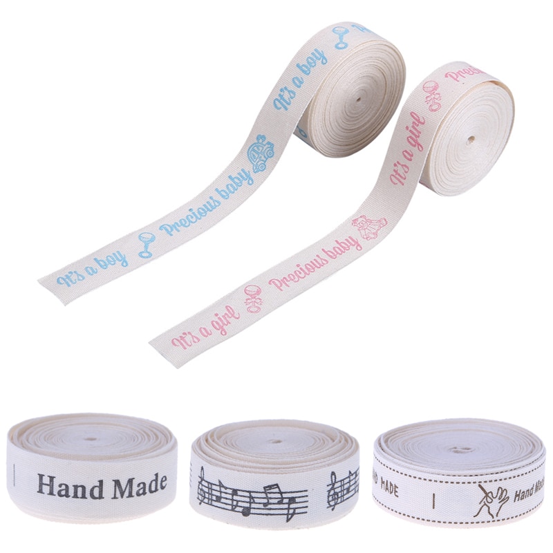 Etiquetas tejidas para coser en ropa, etiquetas de tela hechas a mano para costura DIY, estampador, Etiquetas de ropa, herramientas artesanales, 5 yardas