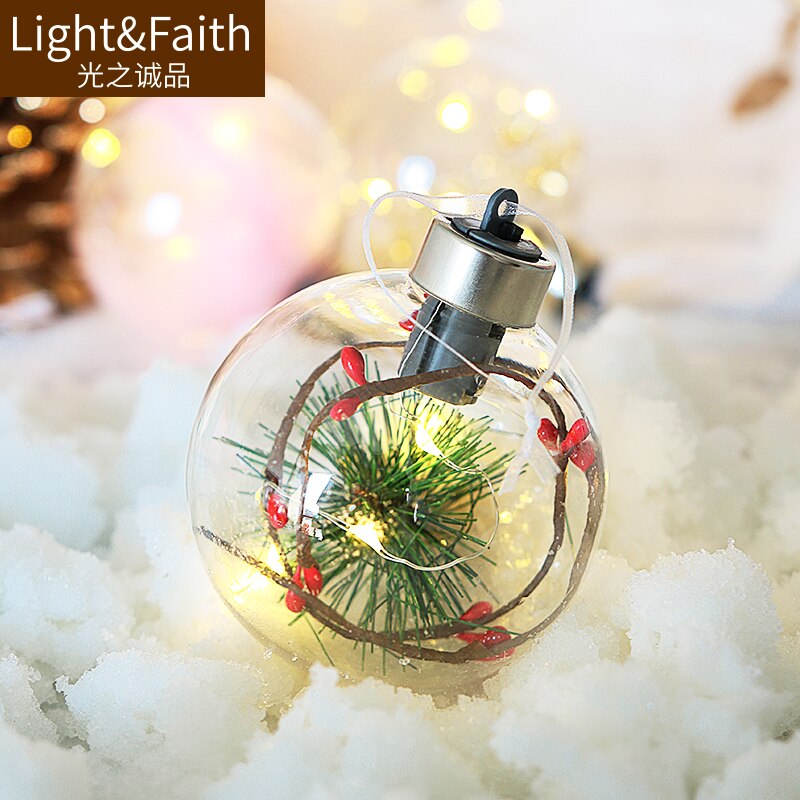 8Cm Kerst Ballen Met Verlichting Boom Ornamenten Led Licht Onbreekbaar Xmas Bruiloft Jaar Decoraties Bal