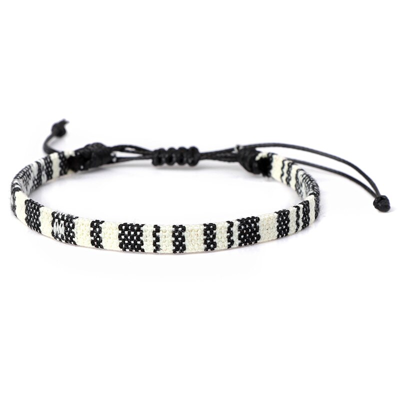 W stylu bohema z bawełny splot liny bransoletki przyjaźni dla kobiety mężczyźni Mini bransoletka z koralików Lava zestaw Handmade bransoletki biżuteria etniczna prezenty: 15
