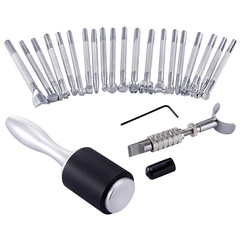 BEST22 Pieces Leather Tool Kit with Leather Stamping Tools Leather Craft Set Leather Working Hammer for Leather Craft DIY Leathe: Default Title