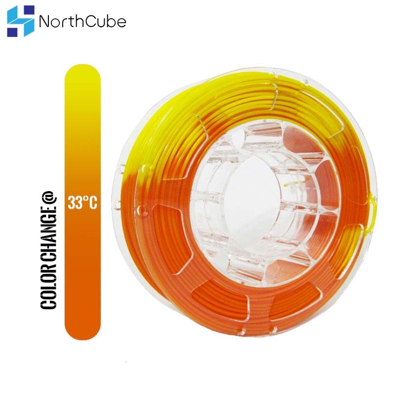 NorthCube 3D Printer PLA Color Change with Temperature Filament, PLA Filament 1.75mm +/- 0.05mm, 1KG(2.2LBS) Green to Yellow
