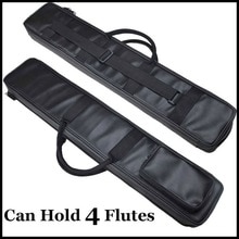 Chinese Fluit Dizi & Xiao Case Zwart Imitatie Lederen Tas Traditionele Muziekinstrument Flauta Pouch Cover Kan Houden 4 Fluiten