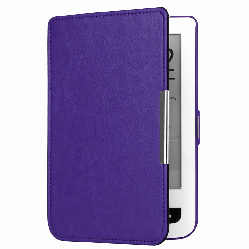 1pc PU leather cover beschermhoes voor pocketbook touch lux 3 Ruby Rood voor pocketbook 614 plus 615/ 624/625/626 ereader: purple
