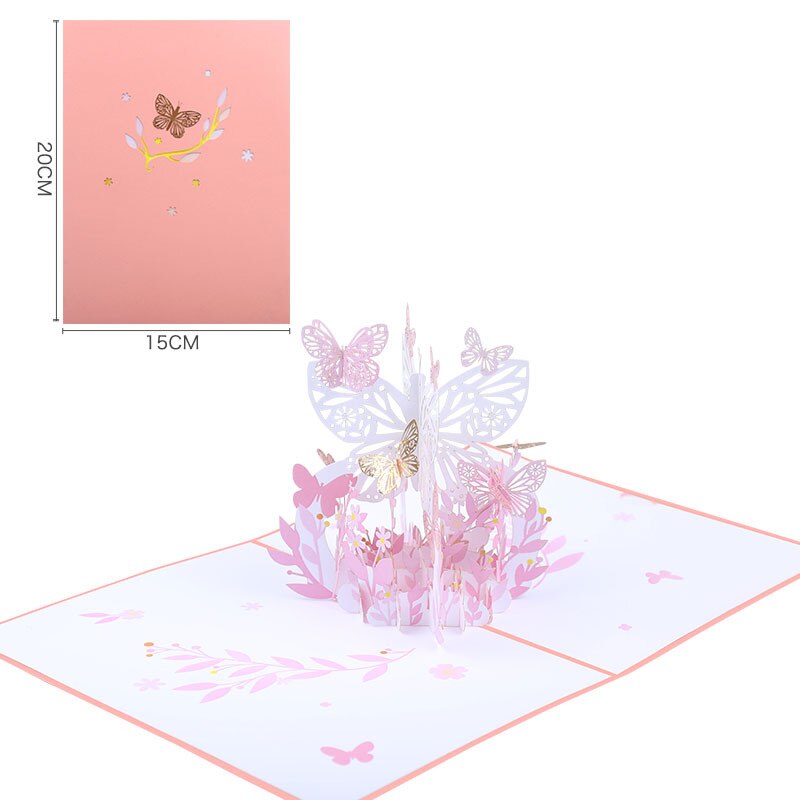 Butterfly Flower Pop Up 3D Greeting Card With Envelope Message Card Teacher Couple Thanksgiving Day Valentine Day