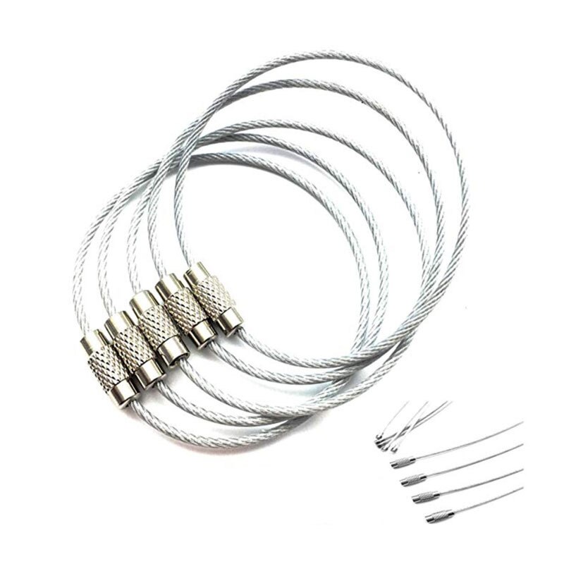 10 st/lot rostfri ståltråd nyckelring kabel rep nyckelhållare nyckelring nyckelringar dam män smycken nyckelhållare
