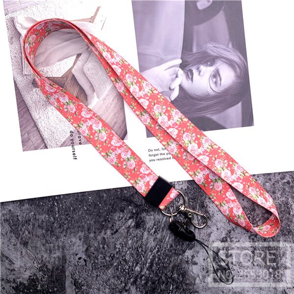 Products Yellow Flower Red Flower Phone Lanyard Strap Small Fresh Green Leaf Mobile Phone Lanyard Neck Straps: DZS-00472