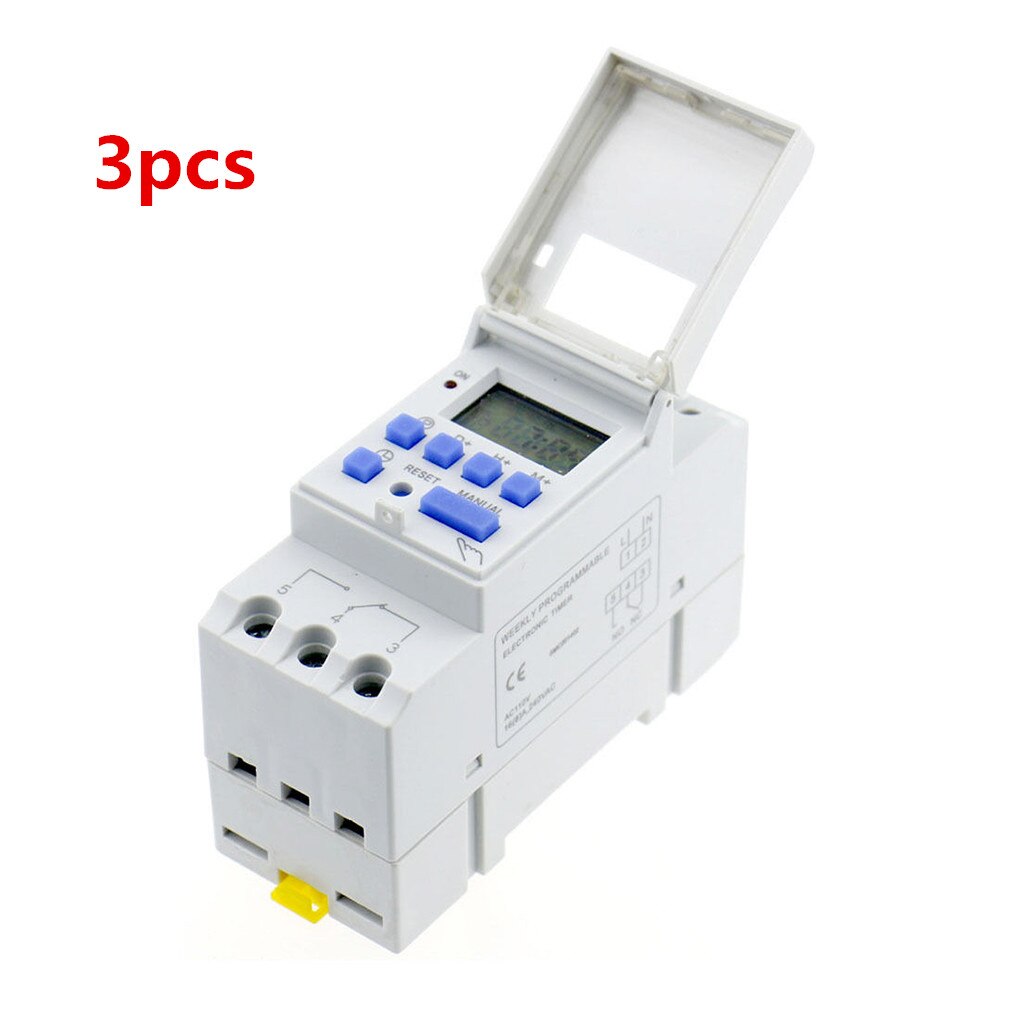1/2/3pcs Electronic Weekly 7 Days Programmable Digital Industrial Time Switch Relay Timer Control AC 220V 16A Din Rail Mount: 3pcs