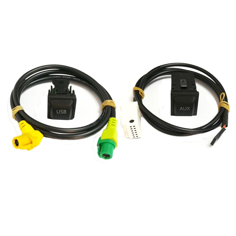 Bil usb switch kabel aux switch knap kabel til vw passat  b6 b7 golf 6 polo bora cc rcd 510 rns 315 usb aux adapter lydkabel: Usb og aux