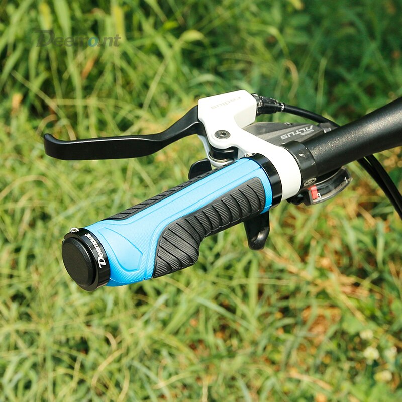 Deemount Bicycle Grips 2 Ends Fixed Lock Rings Gear Not-slip Shock Absorption Handlebar Rubber Grips Dual Color Casing