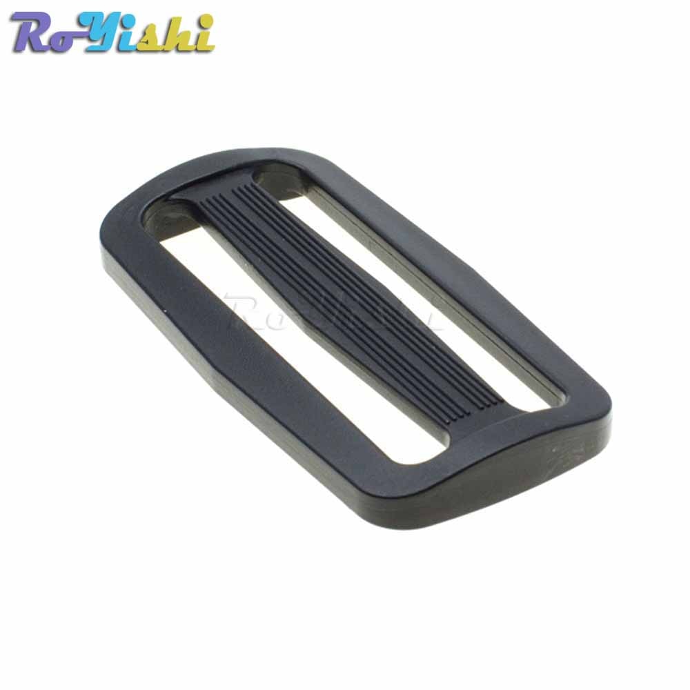 10pcs/pack 60mm Webbing Plastic Curve Slider Tri-Glide Adjust Tri-ring Buckles Backpack Straps Black