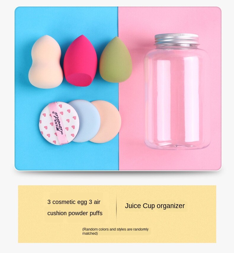 Kleine waaiervormige snoeppuff blik niet-kaart poeder make-up make-up ei 12 stuks fles make-up ei puff combinatie: 3 beauty 3 luchtkussen