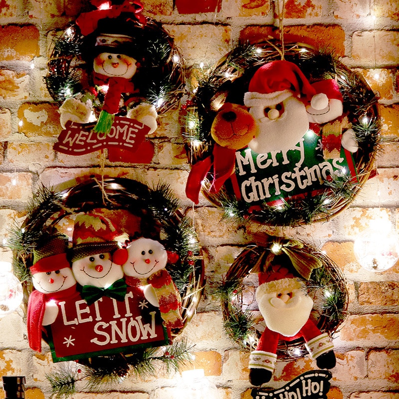 Kerst Garland Kerstman Elanden Sneeuwpop Krans Muur Opknoping Deur Decoraties Vrolijk Kerstfeest Decor Voor Thuis Gelukkig Yea