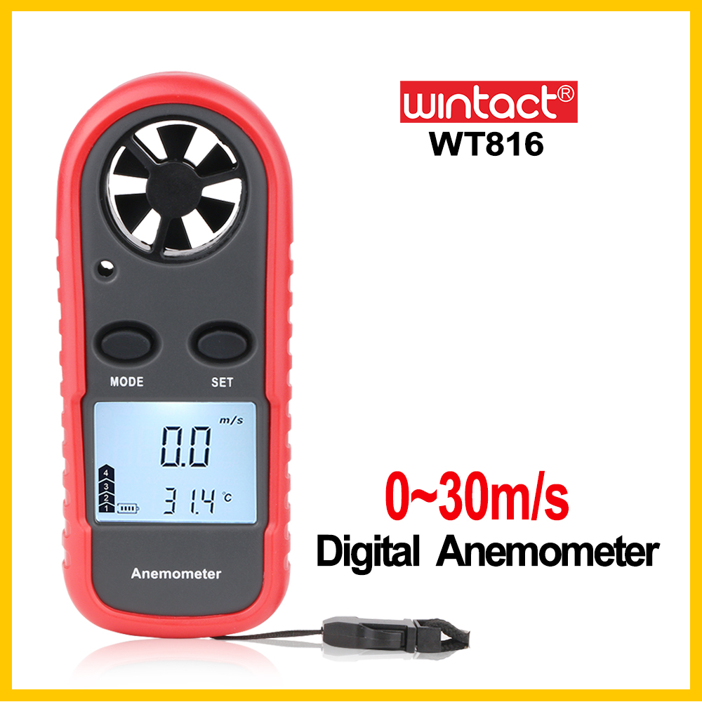 Portable Wind Speed Meter Digital Anemometer Thermometer 30m/s LCD Backlit Hand-heldMeasuring wind speed Tool WT816