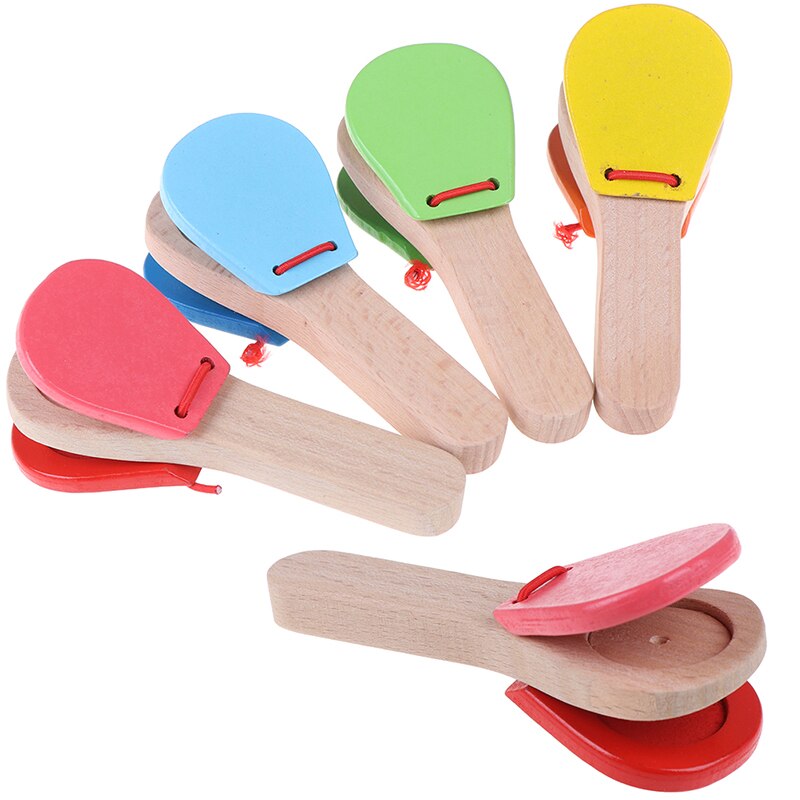 Wooden Percussion Handle Clapping Castanets Board For Baby Musical Instrument Preschool Early Educational Toys