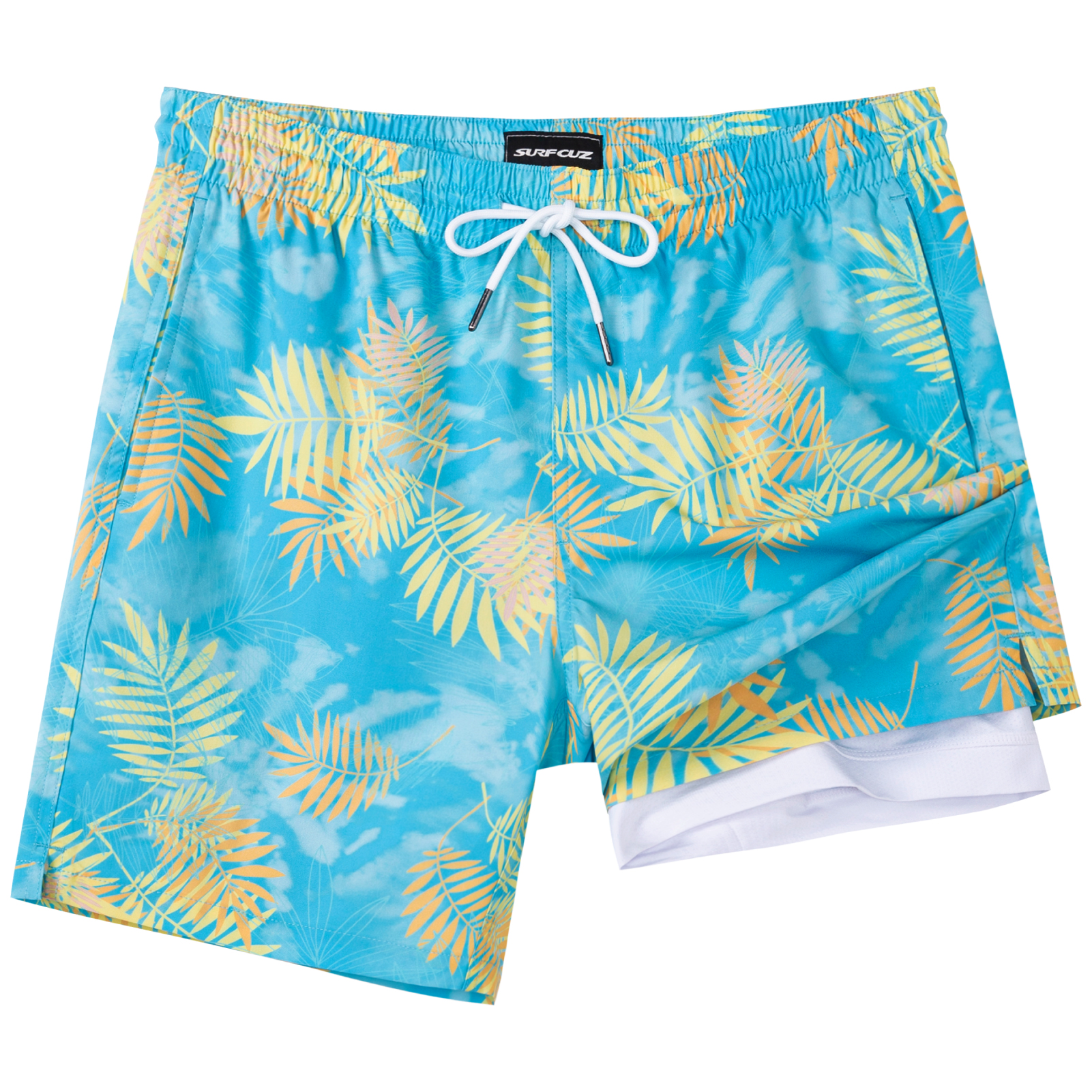 SURF CUZ Mens Swim Trunks with Compression Liner Quick Dry Swim Shorts 7" Swimming Trunks Stretch Bathing Suit Boardshorts: XL / Orange